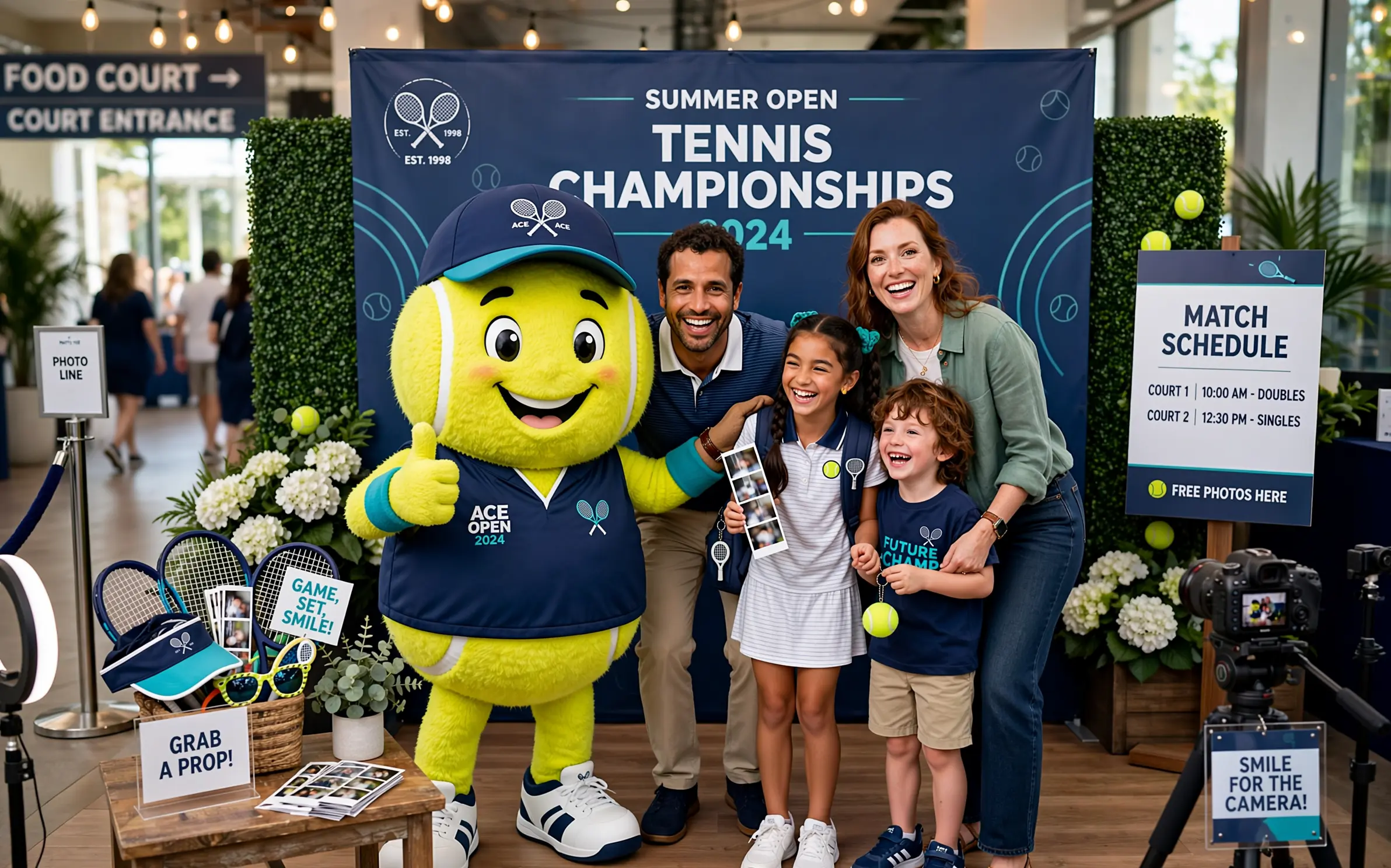 Photos with tennis mascots