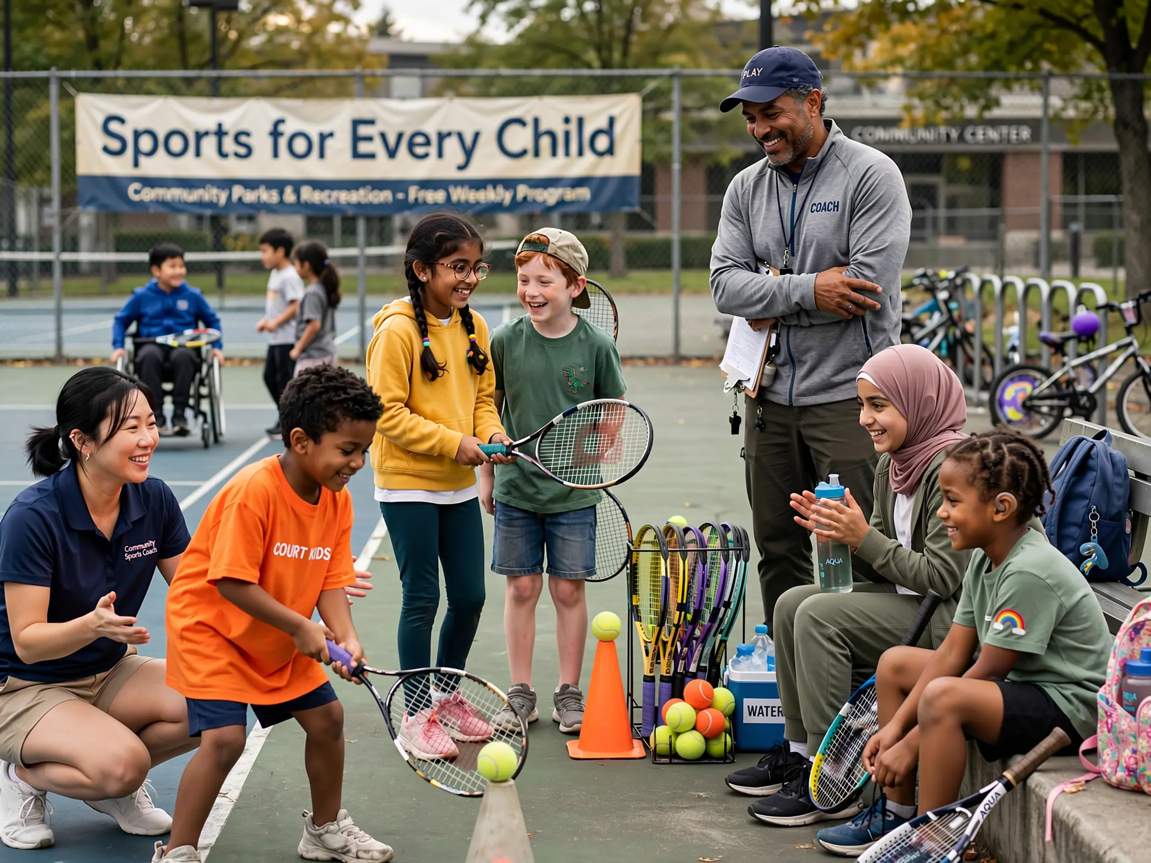 Children playing sports through charity program